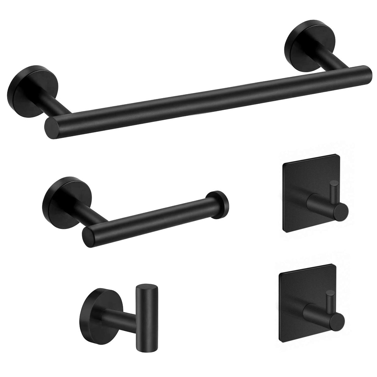 Tudoccy bathroom hardware set in matte black with SUS304 stainless steel for durability.