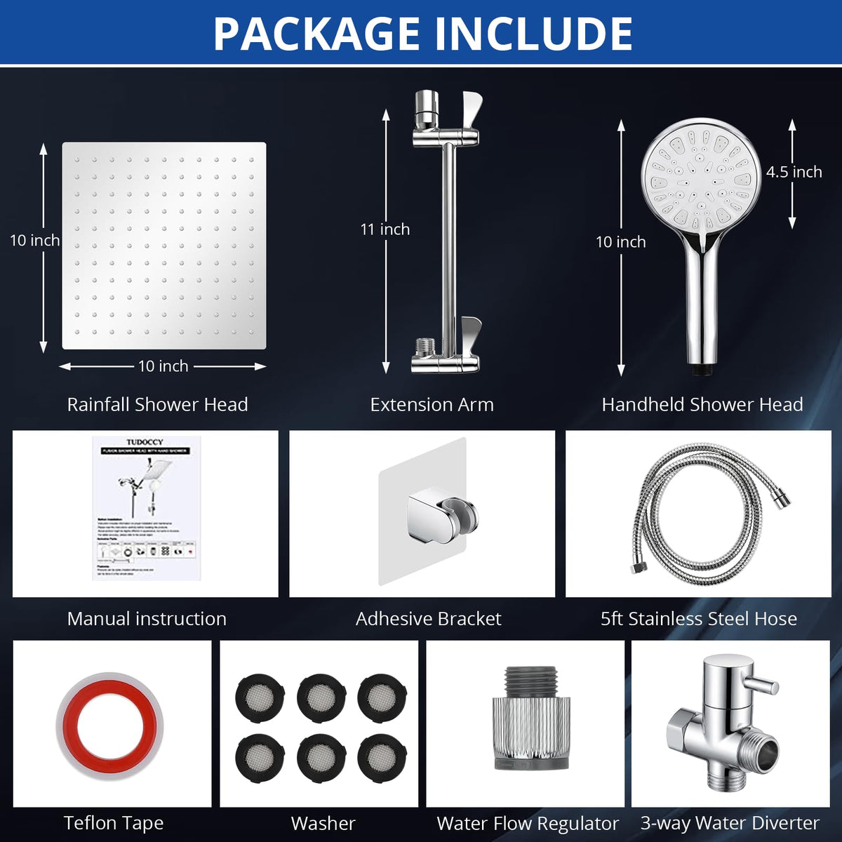Tudoccy bathroom setup display showing a complete shower upgrade
