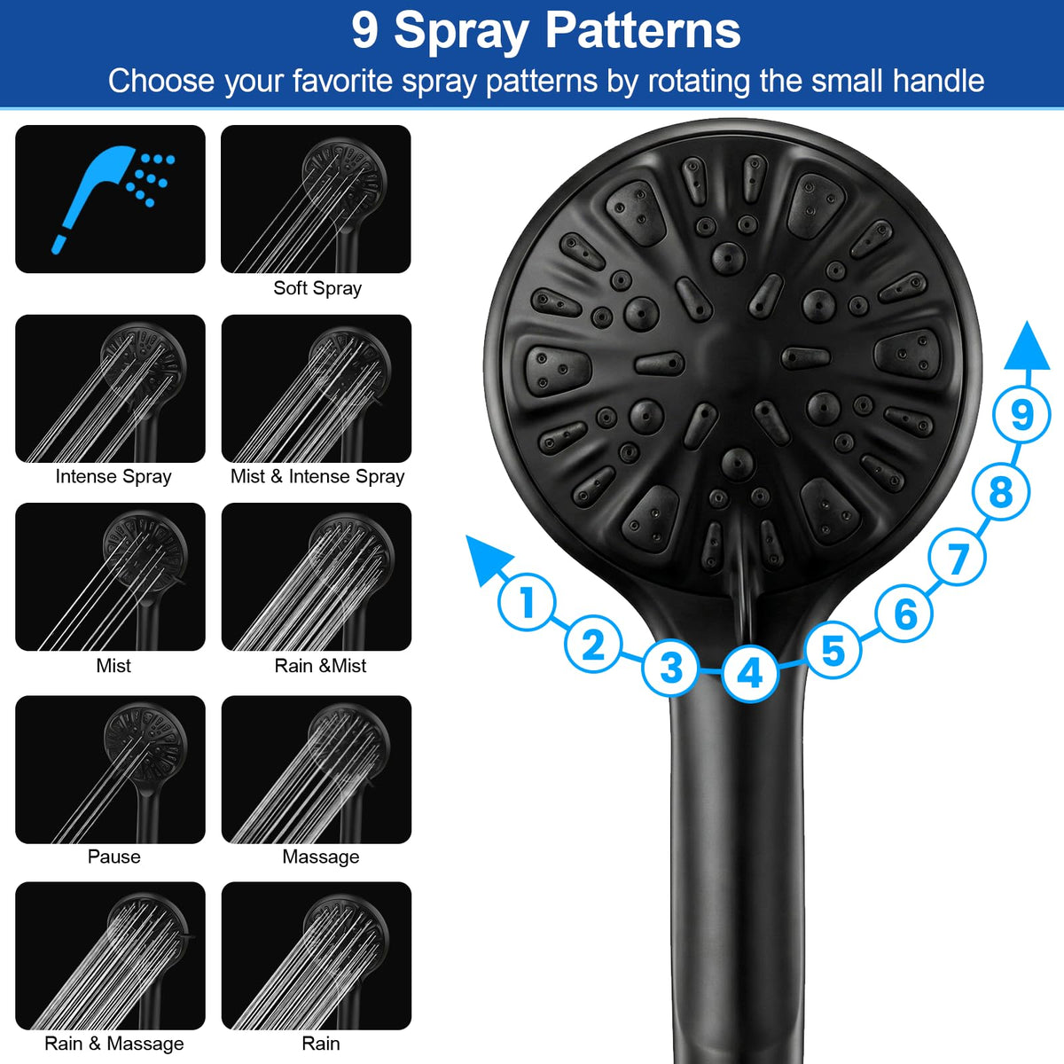 Tudoccy 11-inch extension arm adjusts height for comfortable showering.