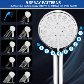 Tudoccy handheld shower with 9 settings for versatile cleaning