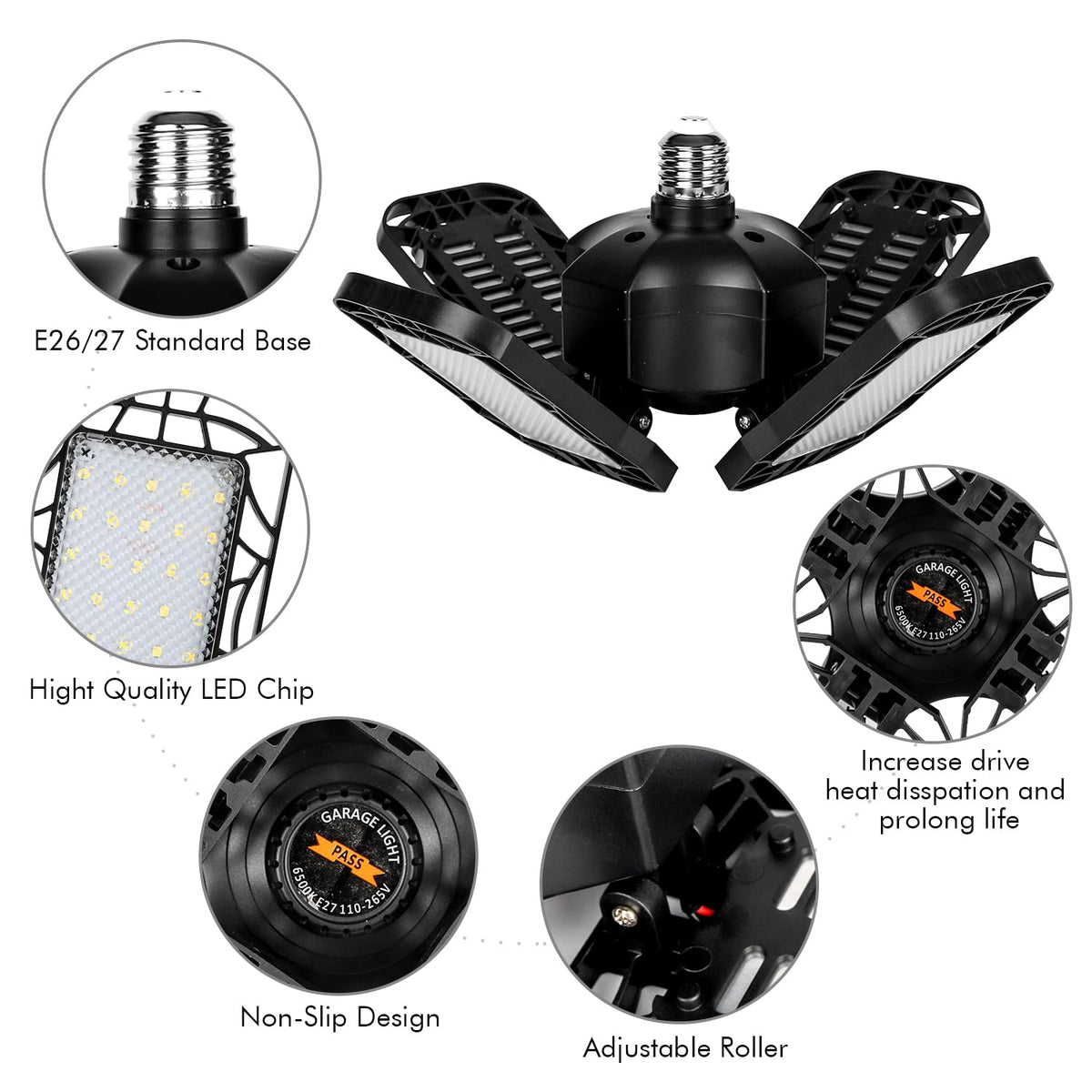 Tudoccy LED garage light 4-pack ideal for basements and garages.
