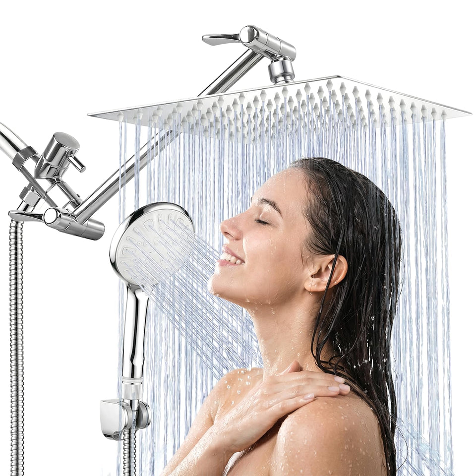 Tudoccy 10-inch rainfall shower head in chrome for a spa-like shower