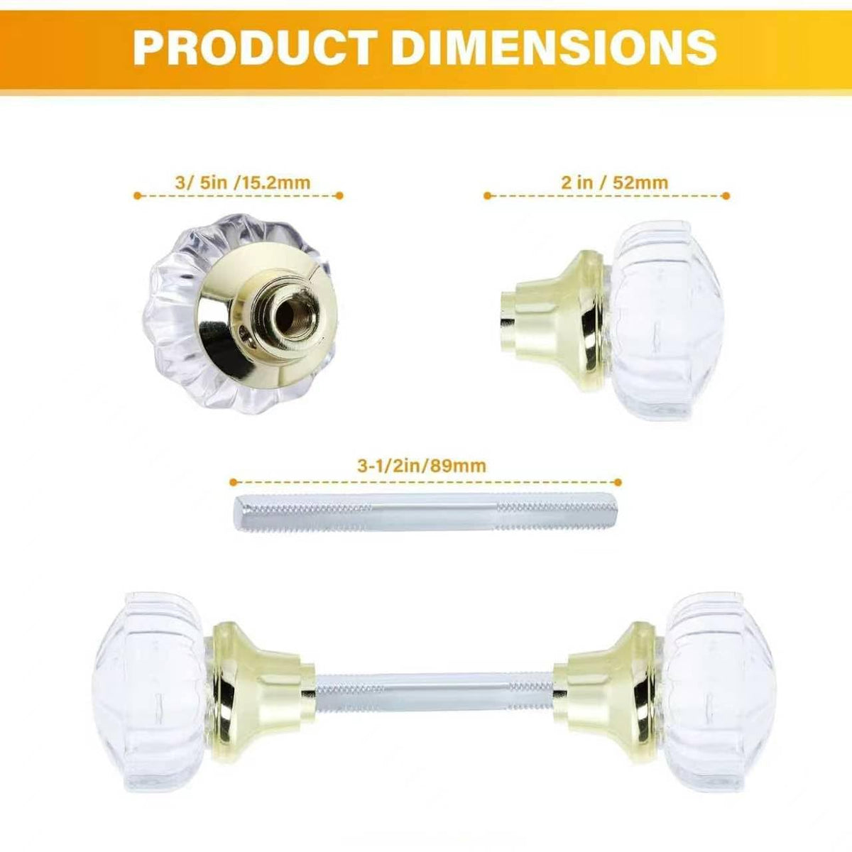 Brass finish base on replacement set highlighting durable hardware for long-lasting use.