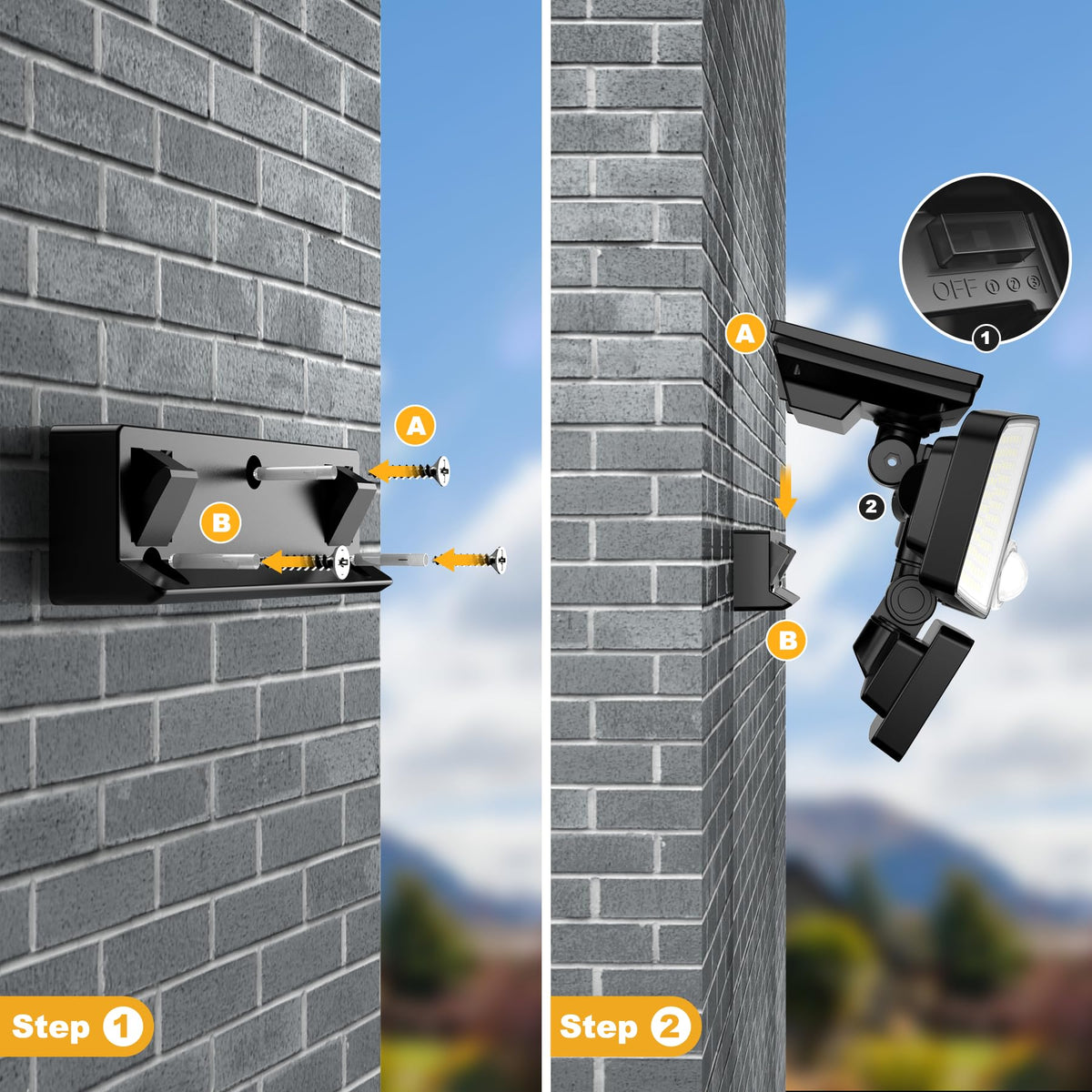 Solar-powered lighting by Tuffenough helps save energy and maintain bright security lighting
