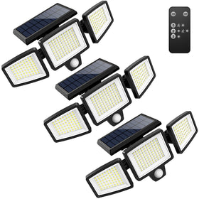 Tuffenough solar outdoor lights with three heads for broad yard illumination.