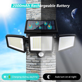 Tuffenough solar flood light with 270° wide-angle illumination around entrances