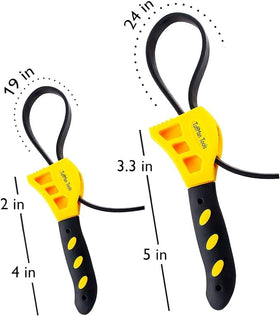 TuffMan Tools strap wrench aiding plumbing repair with non-scratch rubber strap