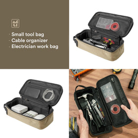 Tufformation tool bag detachable mesh pocket shows secure extra storage