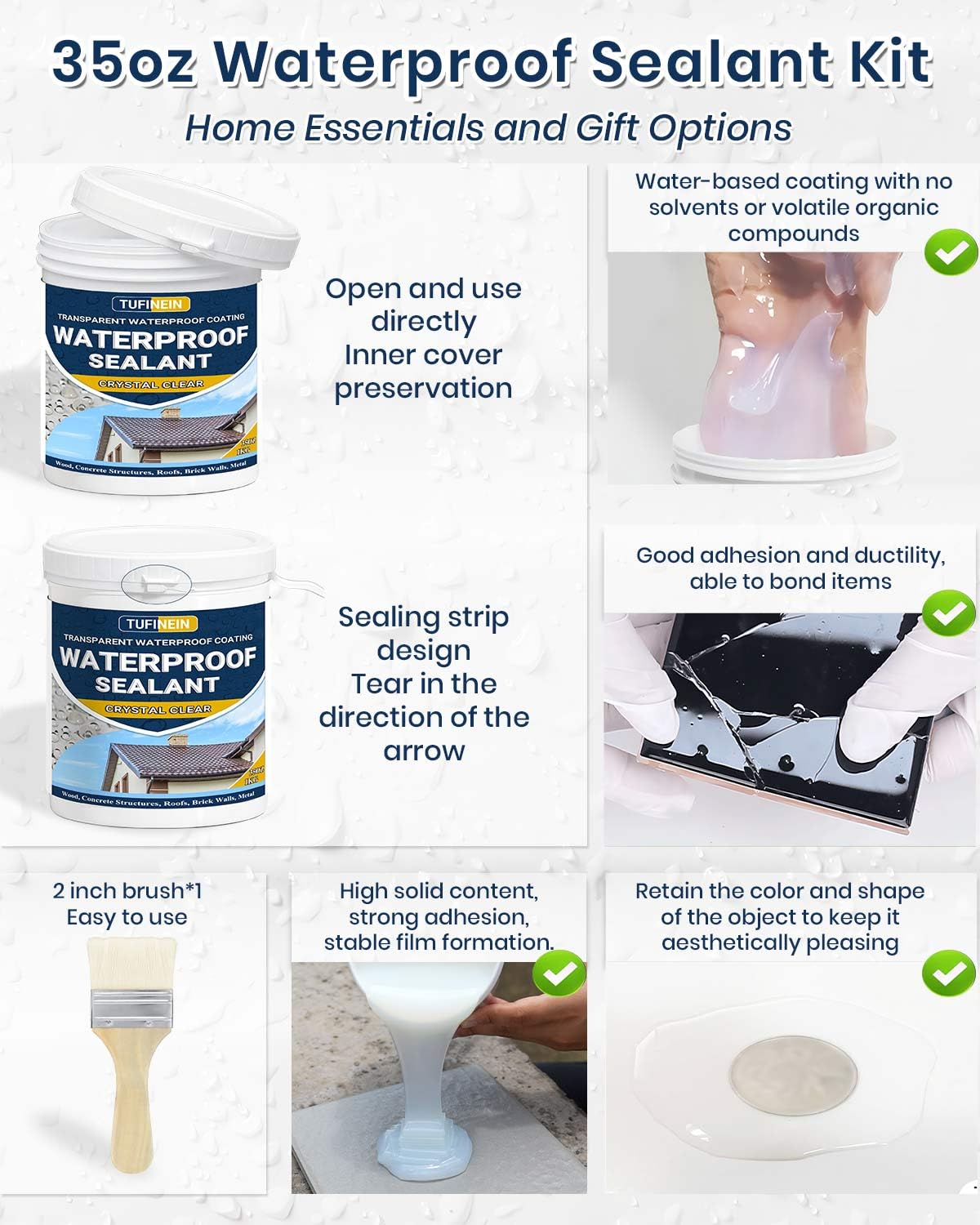 Tufinein pipe and gutter joints treated with multi-scene sealant.