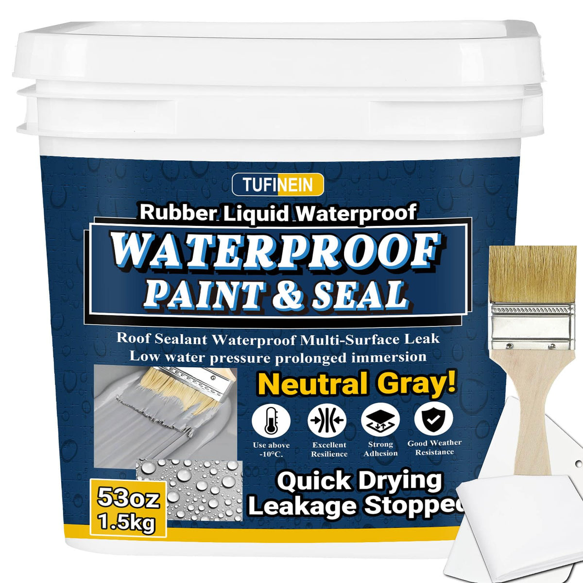 Tufinein rubber sealant 53oz bottle pour shows quick-dry waterproofing for joints