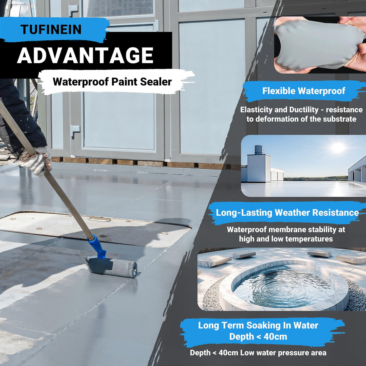 Tufinein rubber sealant film forms flexible, durable protection on surfaces