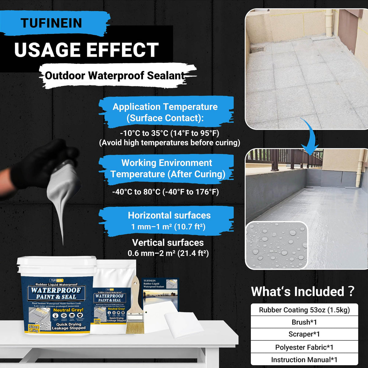 Tufinein sealant around bird baths forms protective outdoor coating