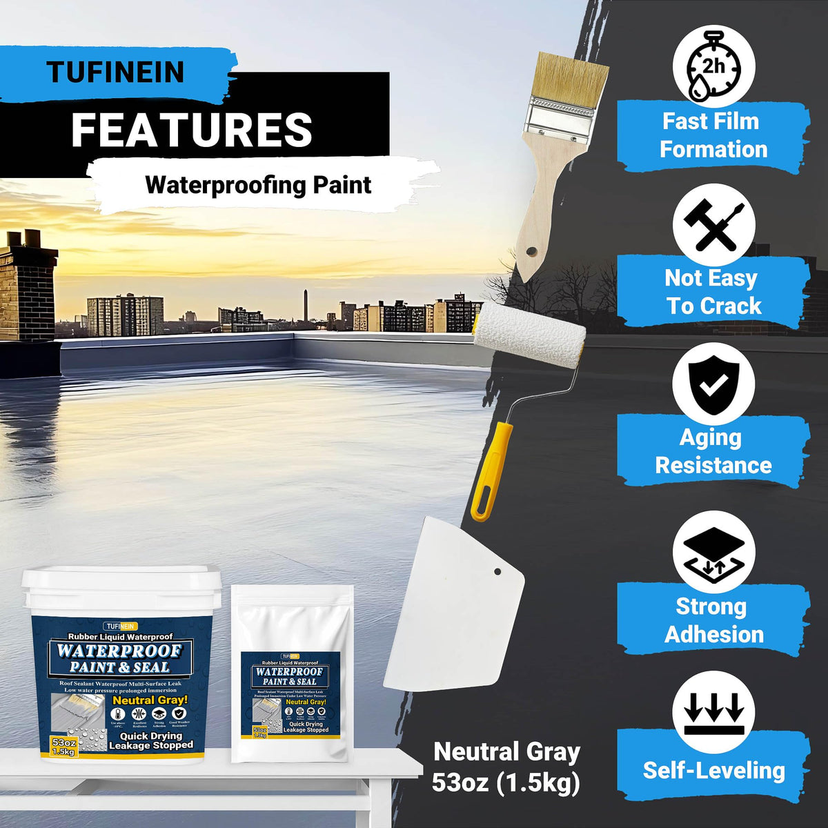 Tufinein sealant applied to metal roof demonstrates strong weather resistance