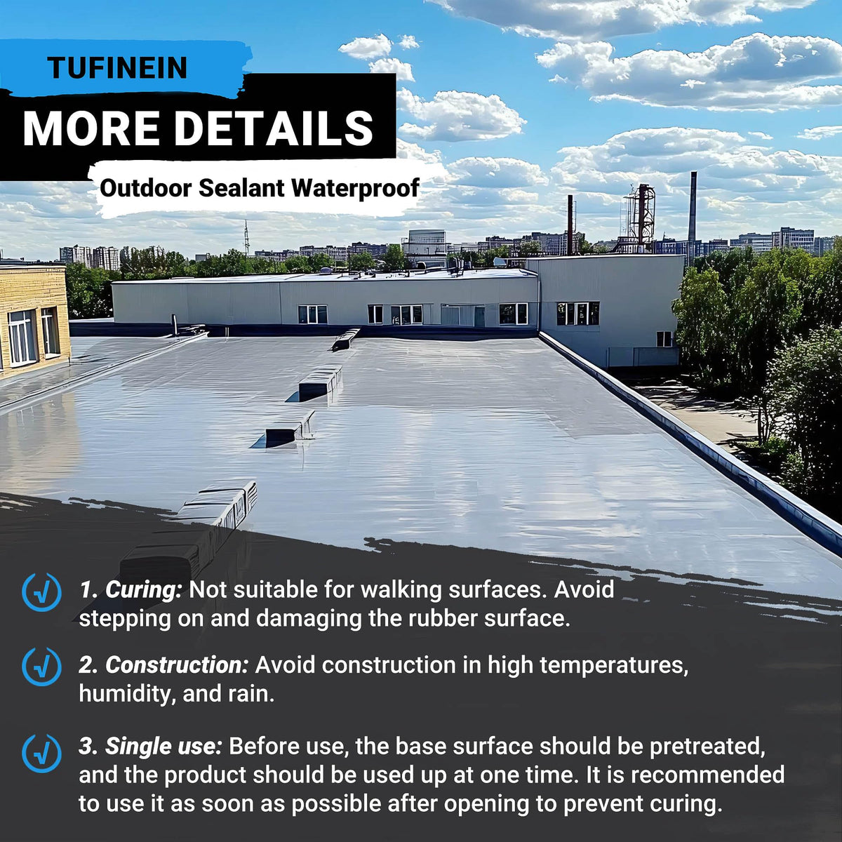 Tufinein self-leveling sealant spreads easily with a brush or pour