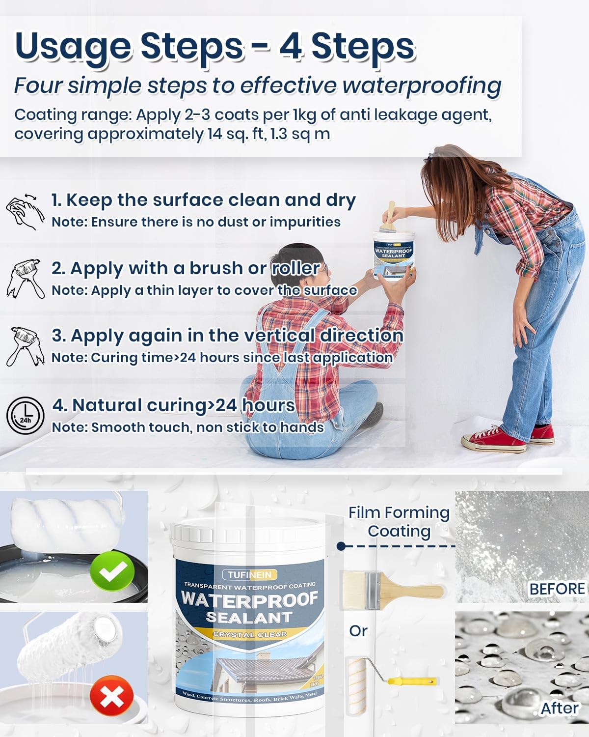 Tufinein clear film forming on roof to protect moisture.