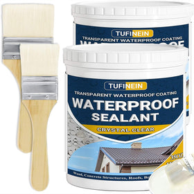 Tufinein waterproof sealant 70oz bottle provides clear protection for roofs and walls.