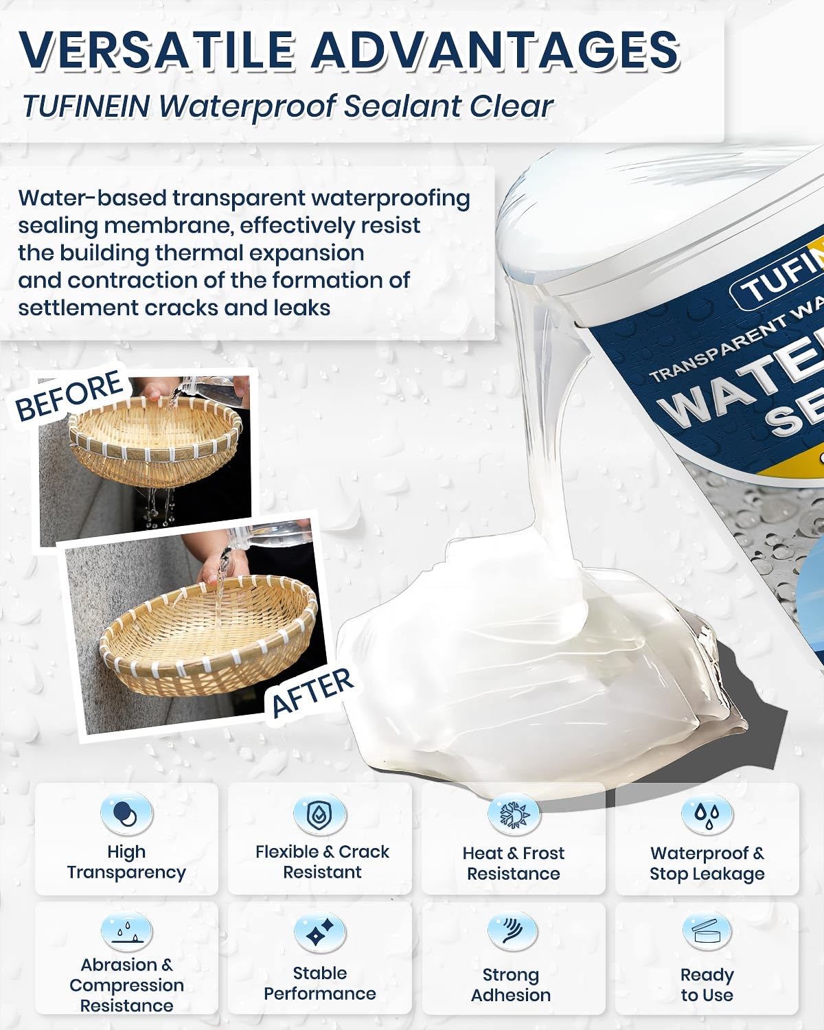 Tufinein sealant in application brush demonstrates versatile indoor-outdoor use.