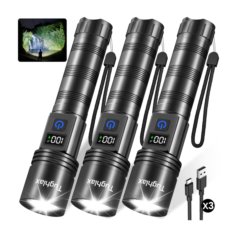 Tughlax 3Pack flashlights bundle delivers bright beams for home use and outdoor adventures.