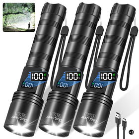 Tughlax 3-pack flashlights with 10000-lumen beam for wide-area lighting