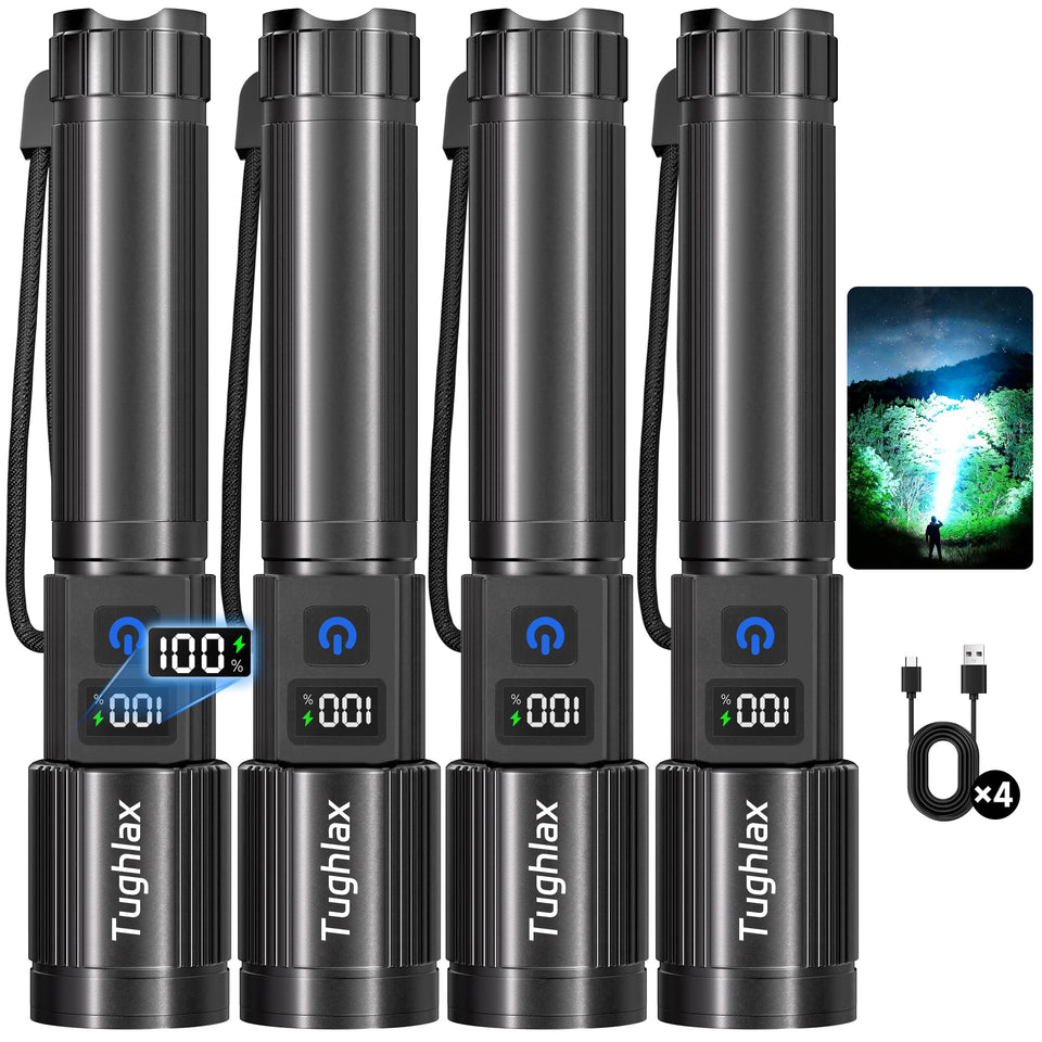 Tughlax 4Pack flashlight front view shows a rugged outdoor ready design