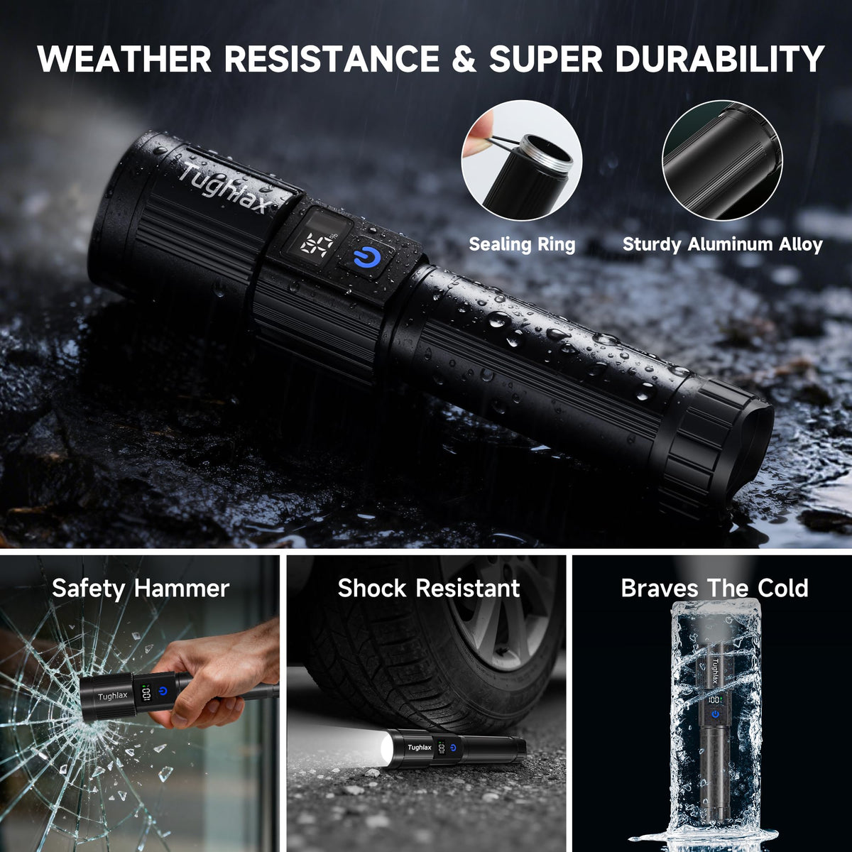 Tughlax 4Pack flashlight pre installed battery ensures immediate usability