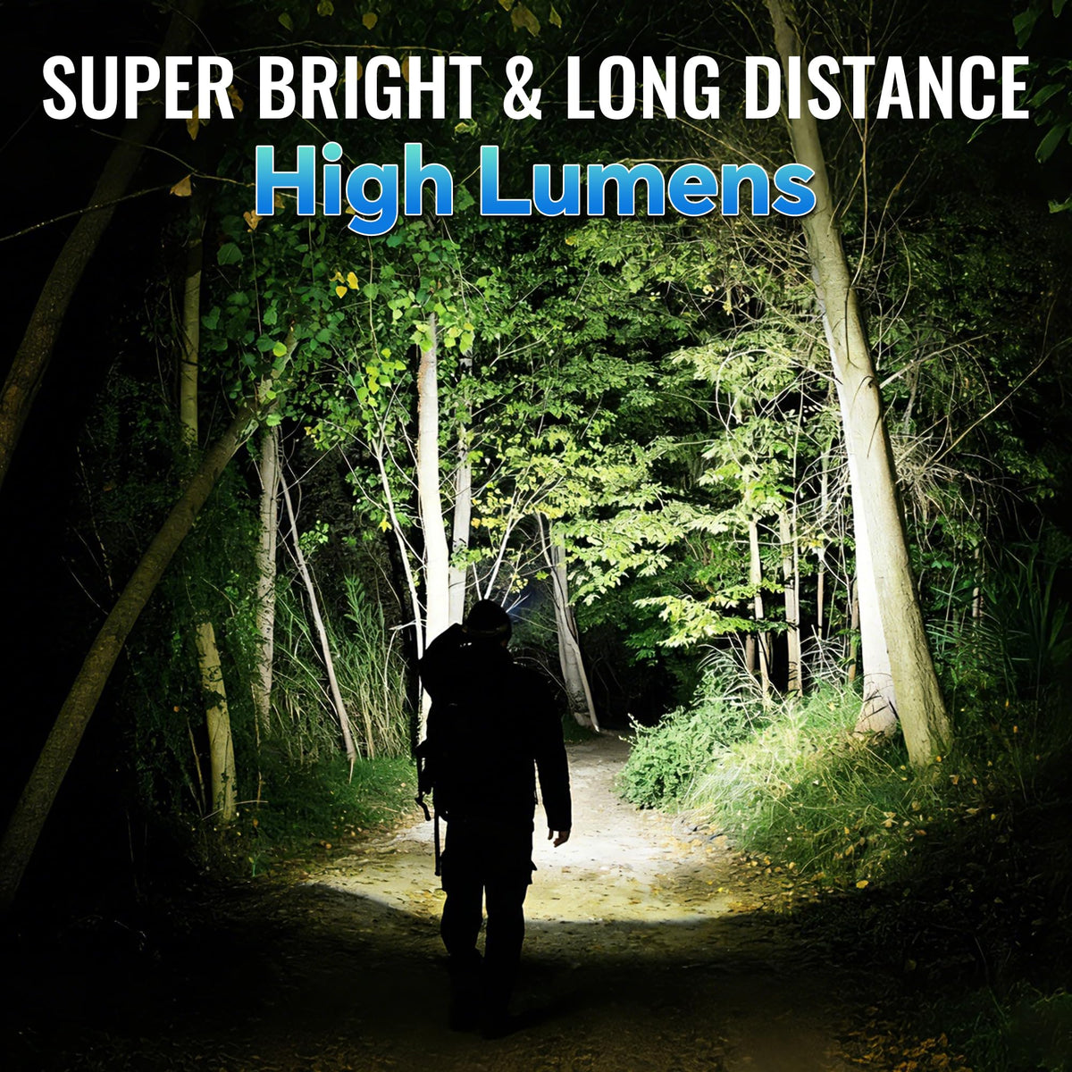 Tughlax rechargeable flashlight with zoom focus, adjustable beam for distant visibility.