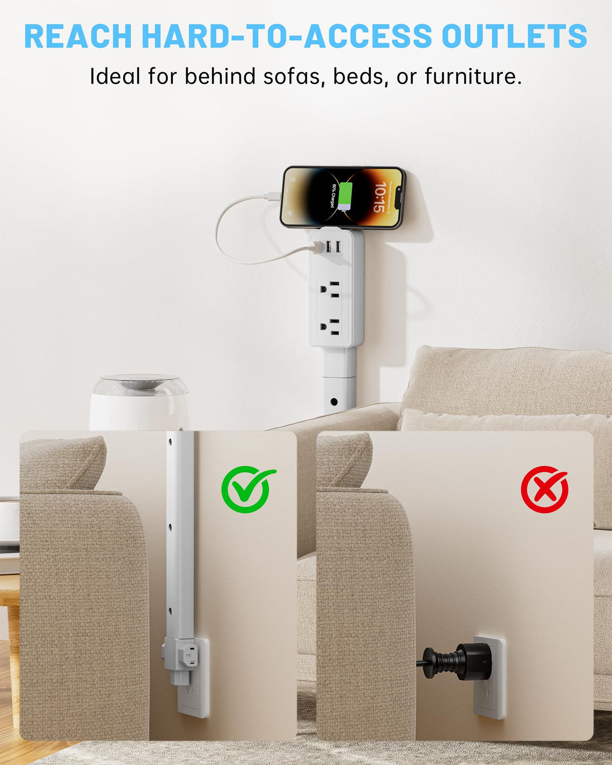 TUIKEN Extender Stick with multiple ports for consolidated charging