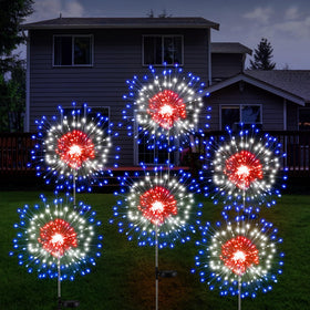 Tujoe Fourth of July solar firework lights packaging shows festive setup ideas.