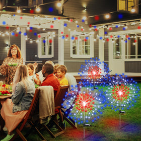 Tujoe patriotic lights along a pathway add easy seasonal charm to outdoor space.