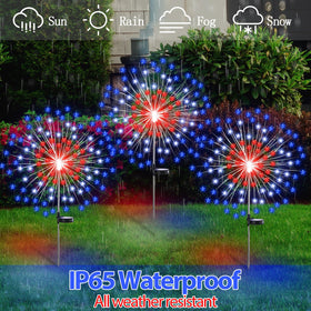 Tujoe solar-powered lighting stakes automatically illuminate at night for hands-free decor.