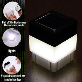 Tujoe white LED post cap providing bright night illumination for outdoor spaces