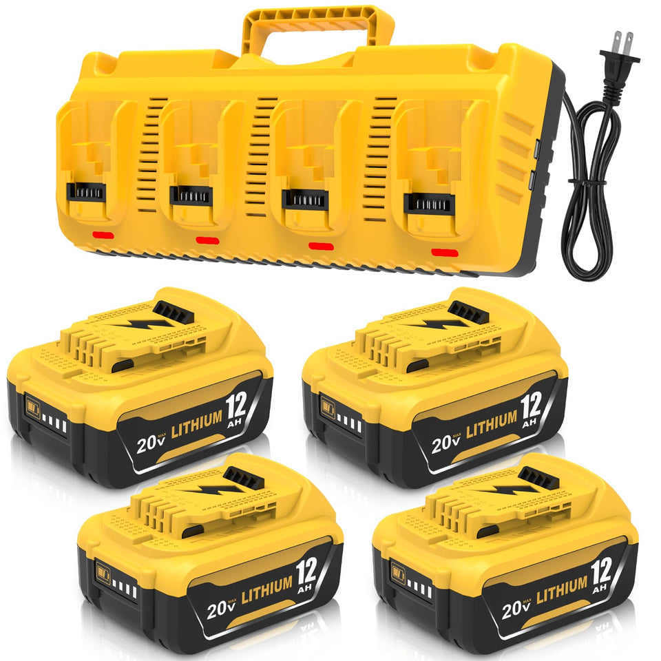 TUKOPK 4Packs 12000mAh battery powers Dewalt tools with extended runtime.