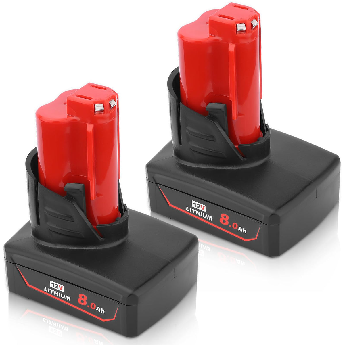TUKOPK Milwaukee 12V 8Ah battery front view showing high capacity
