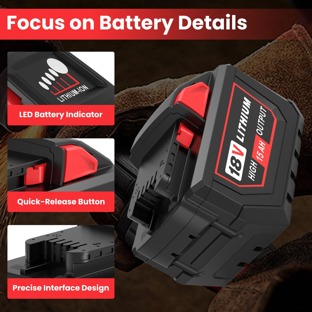 TUKOPK battery LED indicator demonstrates charge status for easier monitoring.