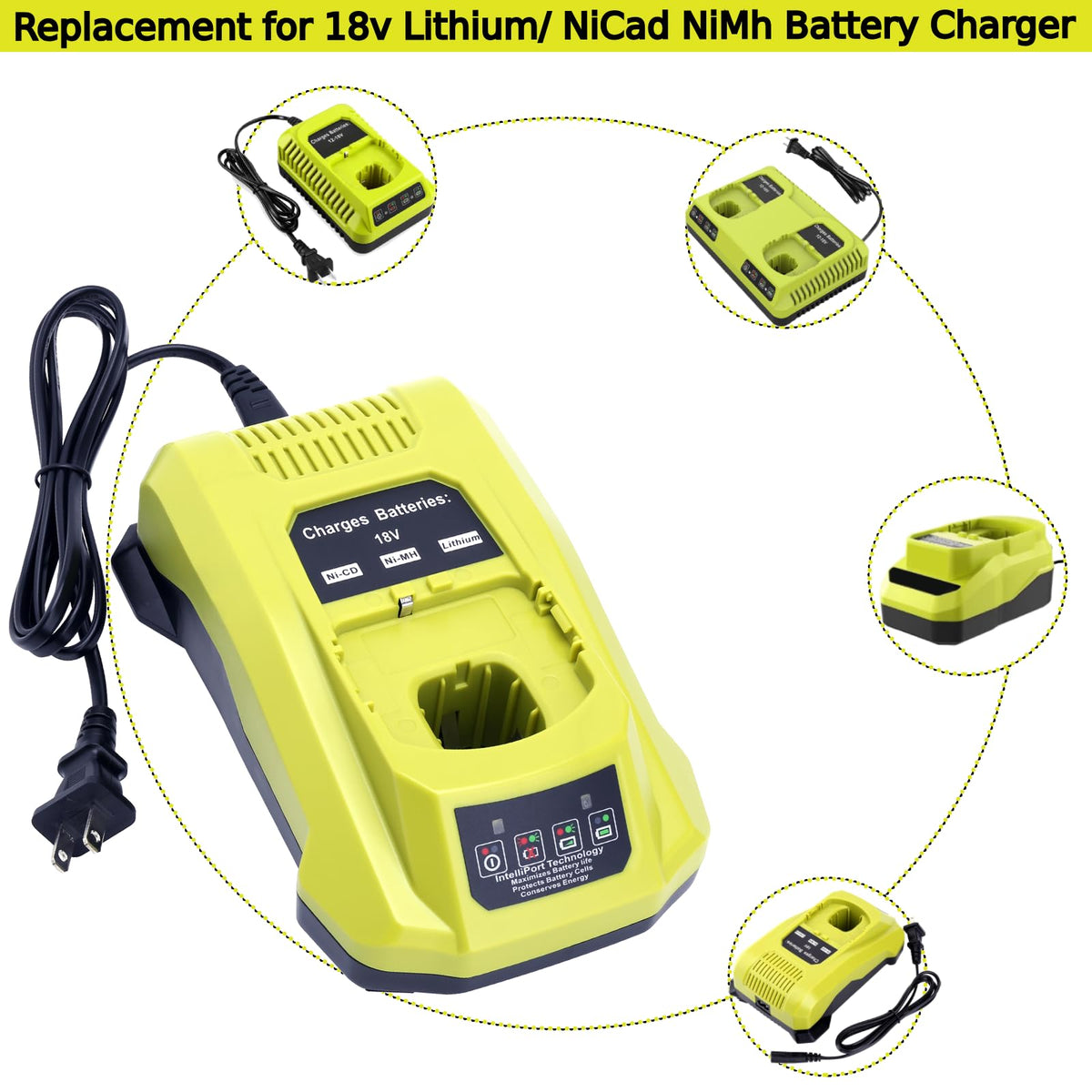 Tulepowceeng compatible with Ryobi 18V and 12V batteries.