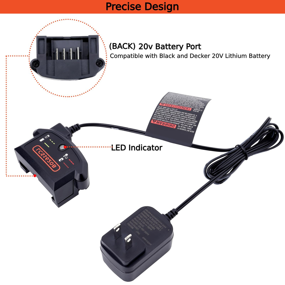 Tulepowceeng LCS1620B charger side ports for easy plug-in access.