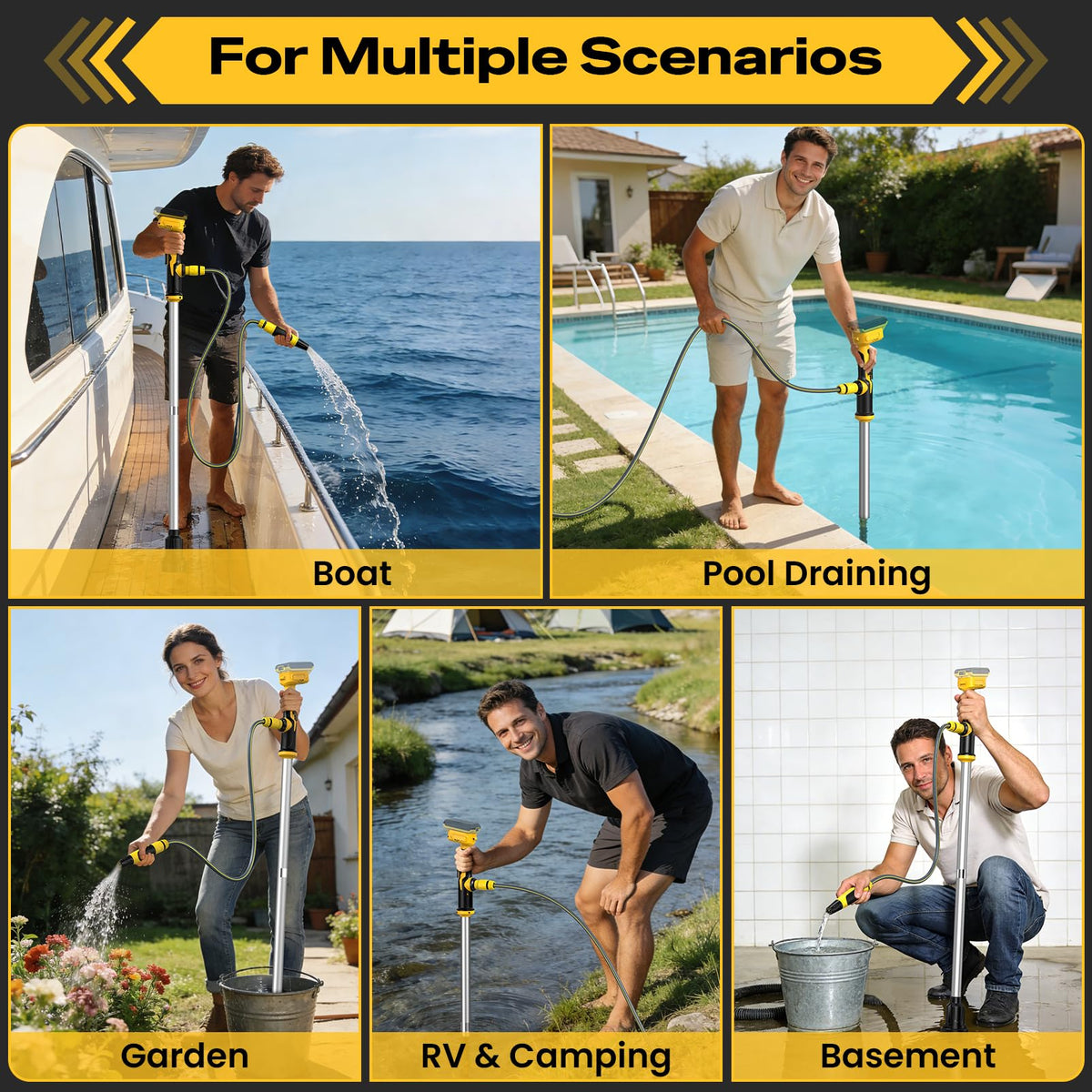 Tulukye multi-scenario use suits gardens, RVs, pools, boats, and basements.