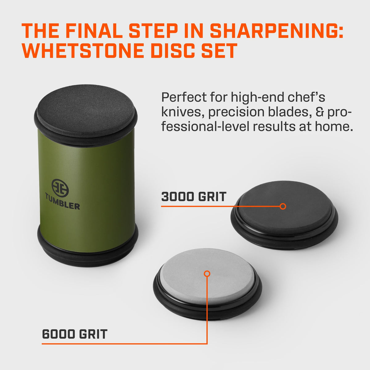 Tumbler Pro whetstones no-water use simplifies routine sharpening.