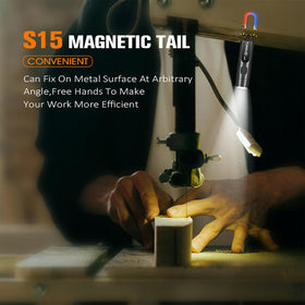 Tunenge S15 magnet tail enables hands-free use for car repairs at night.