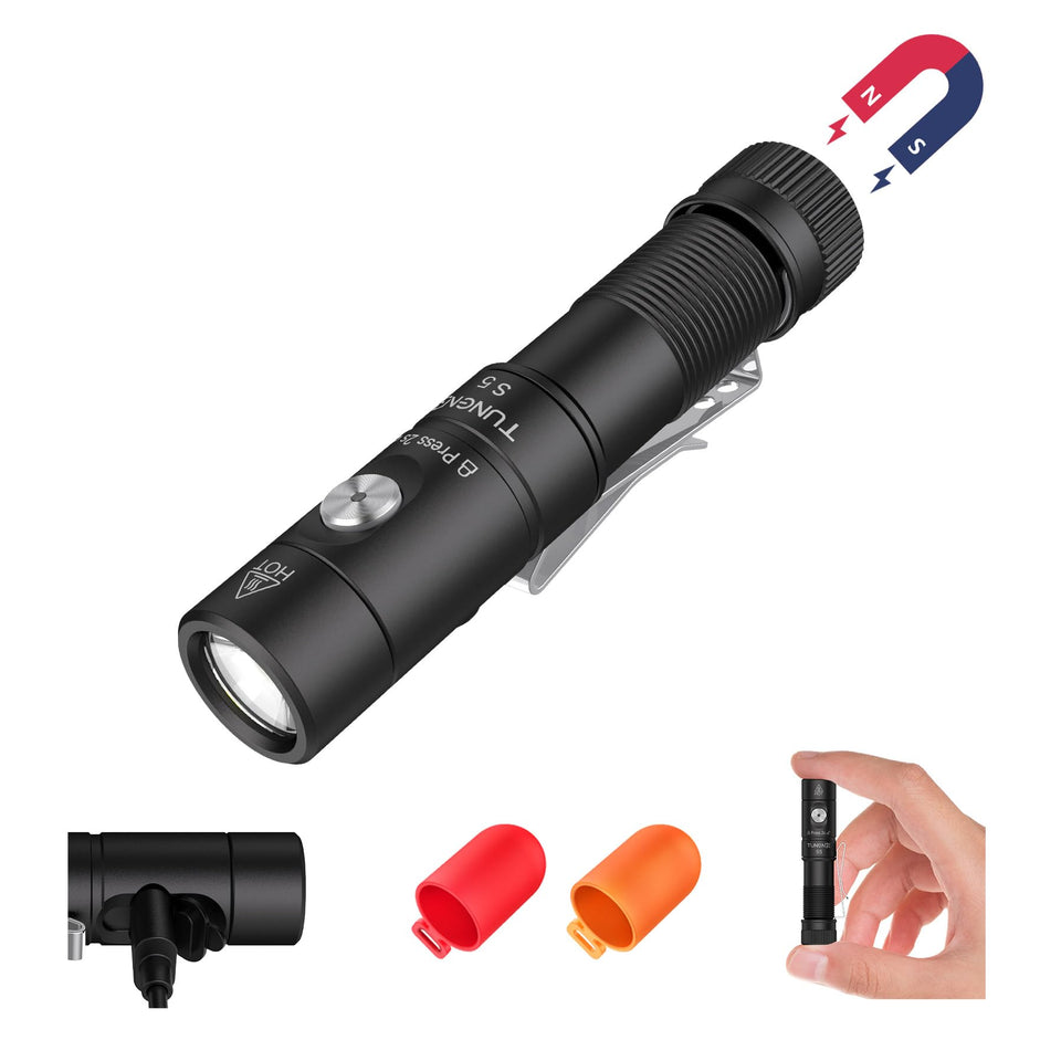 Tunenge S5 ultra-bright beam shows 168-meter outdoor visibility.