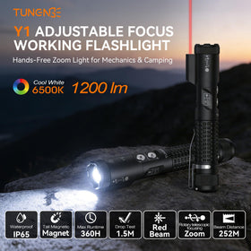 TUNENGE Y1 zoom head enables spot to flood adjustment for detailed and wide-area illumination