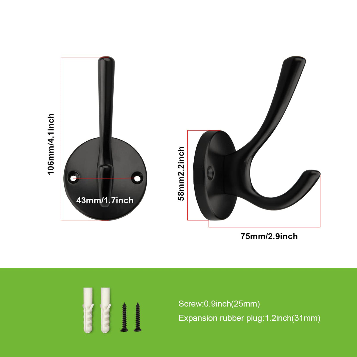 TUNNY round coat hooks double design for jackets and bags