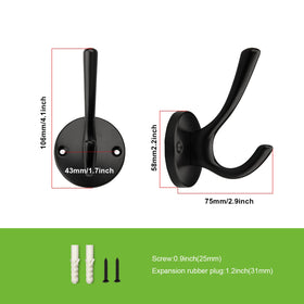 TUNNY round coat hooks double design for jackets and bags