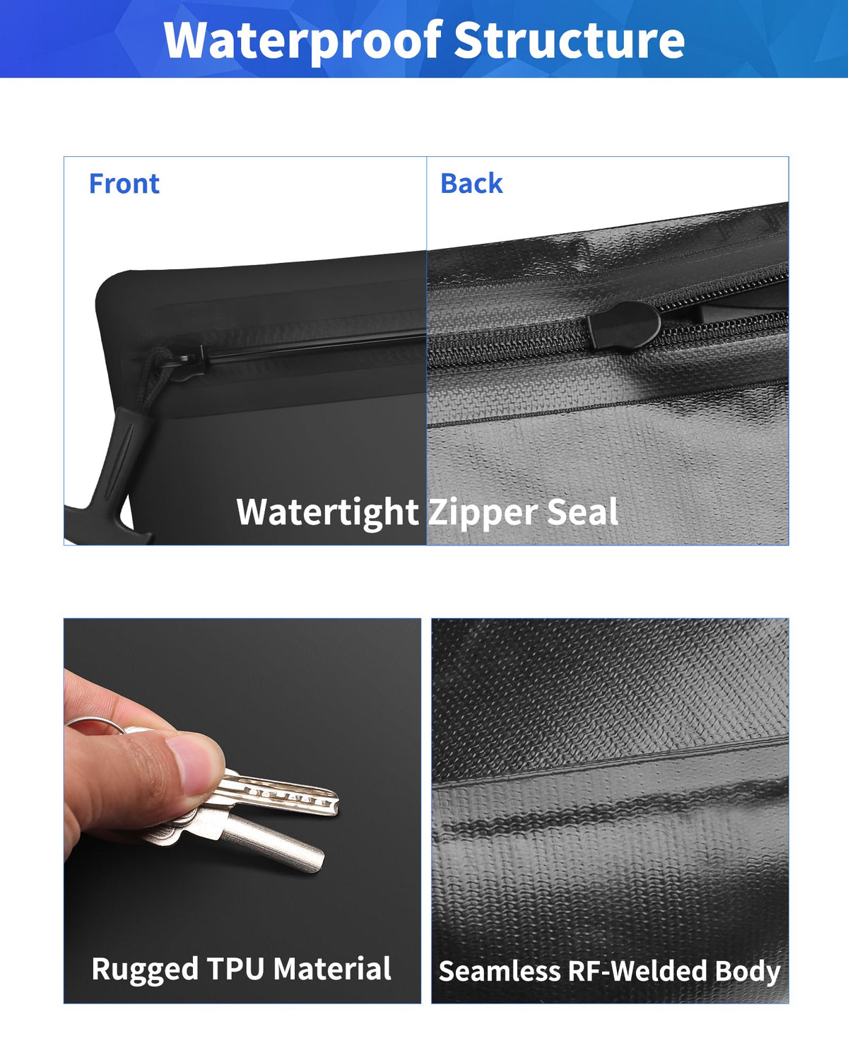Tunrop IPX8 passport inside bag, illustrating secure travel protection.