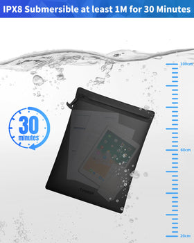 Tunrop IPX8 submersible test shows bag survives 1m underwater, keeping items dry.