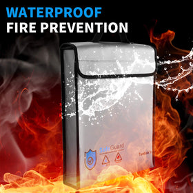 TuoBak's fireproof bag in safe shows flat storage flexibility