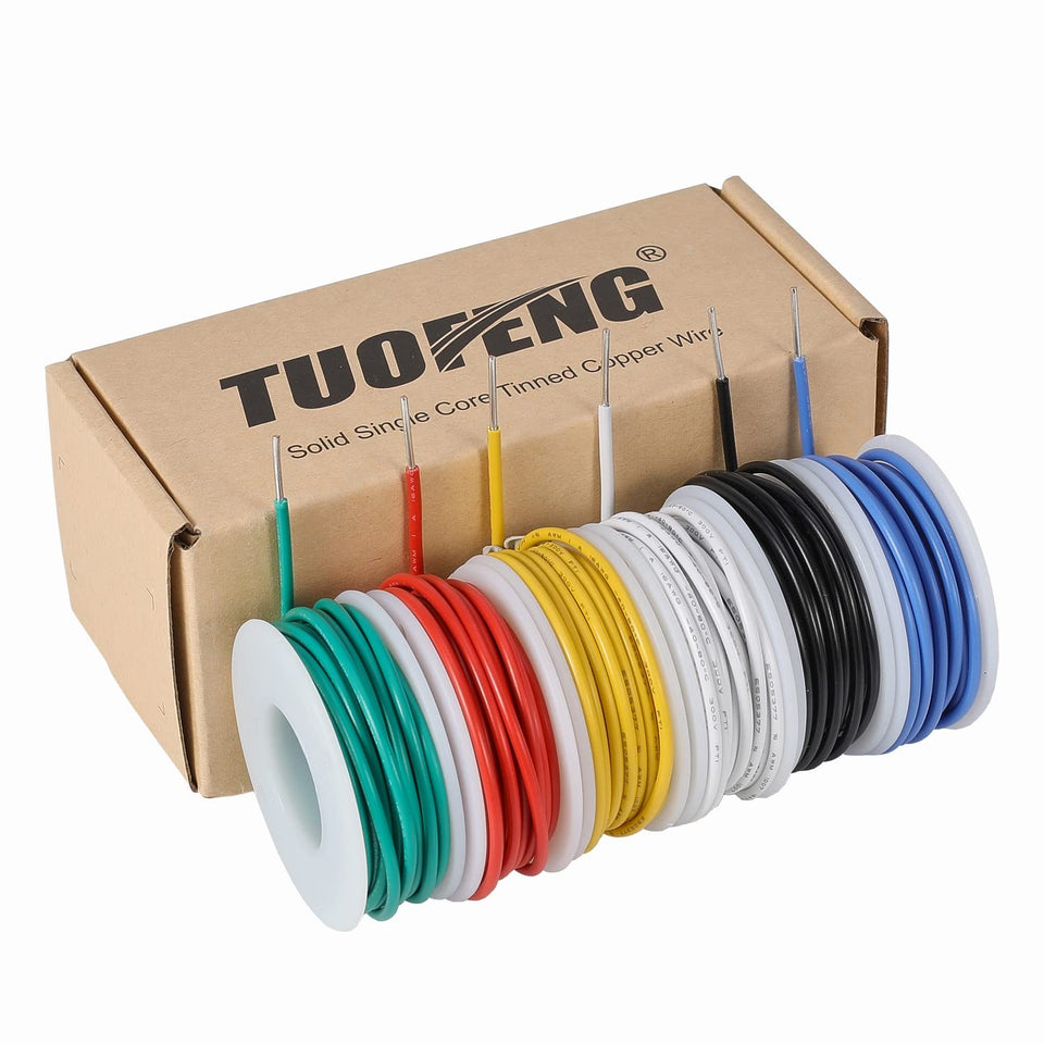 TUOFENG 16 AWG solid copper wire red spool for easy terminations in hobby electronics.