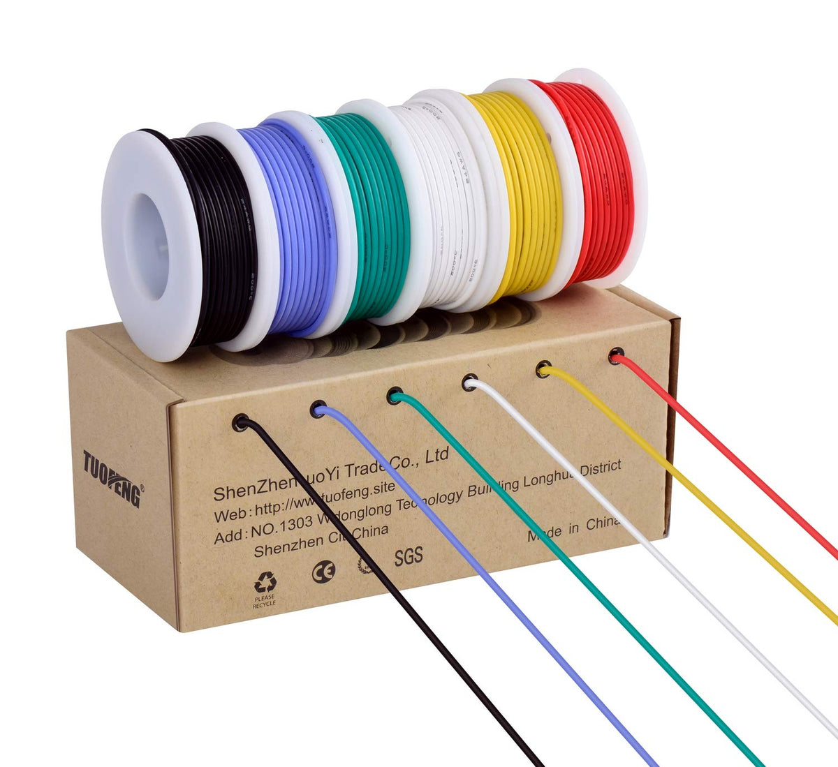 TUOFENG 18awg silicone wire red spool shows flexible insulation for easy prototyping.