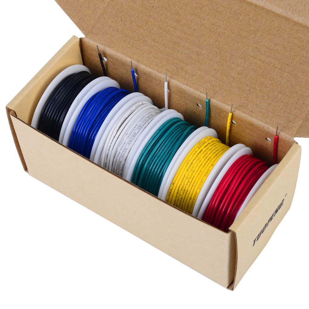 TUOFENG white 20 AWG spool for quick prototype setups.