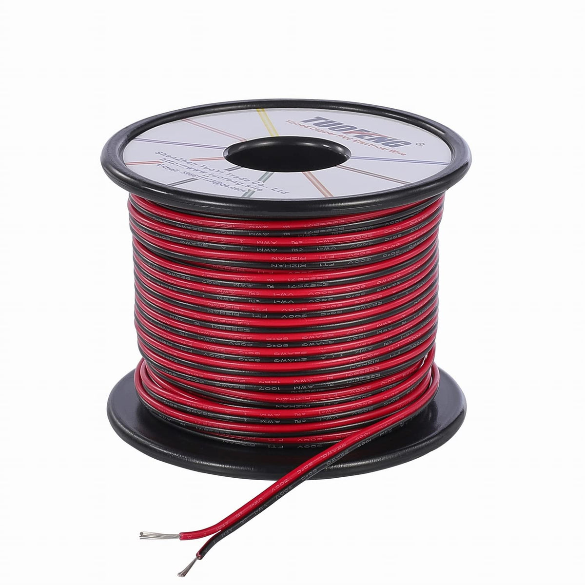 TUOFENG 22AWG wire spool for LED projects showing length and flexibility